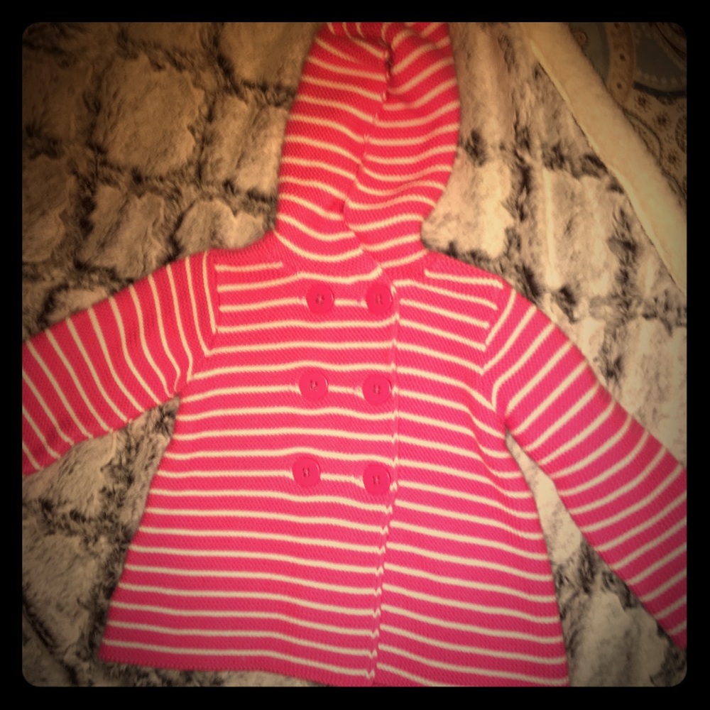 Striped knit sweater with hood!